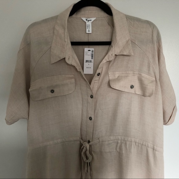 NWT Thyme Maternity Shirt Dress with Collar - Picture 3 of 5